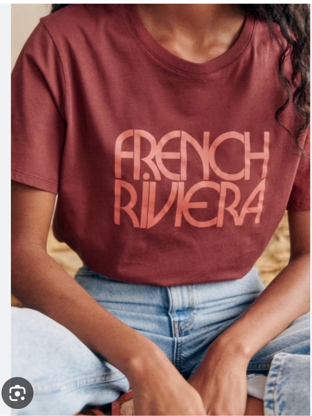 Sezane Burgundy 'French Riviera' Short Sleeve Tee